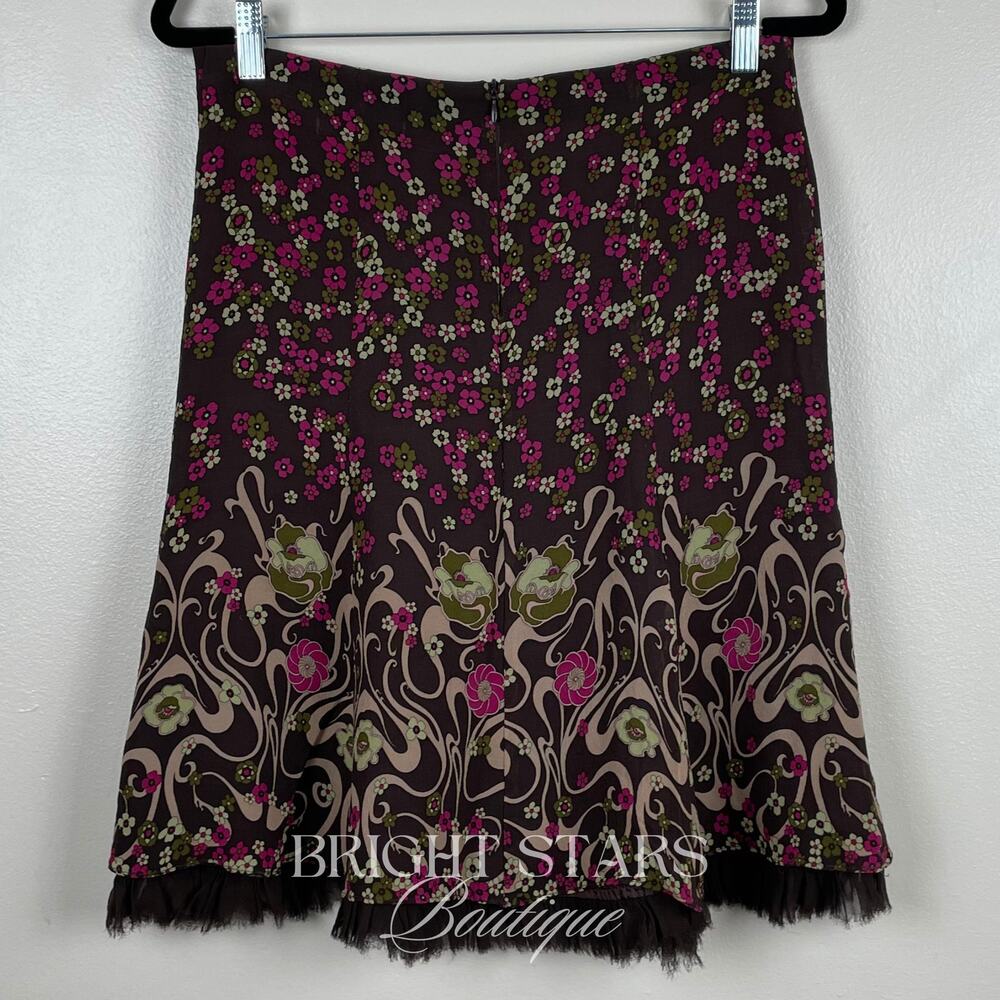 Rare Vintage Silk Floral Skirt ALT ASO Rory Gilmore Girls Brown Pink Y2K Vintage - Picture 5 of 10